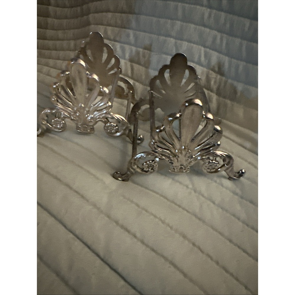 Vintage Set Of 2 Silver Plated Buffet Caddies For Cutlery Flatware Holders Set